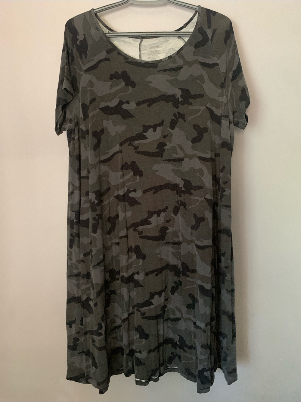 George 1X Gray Camo Print T-shirt Dress
